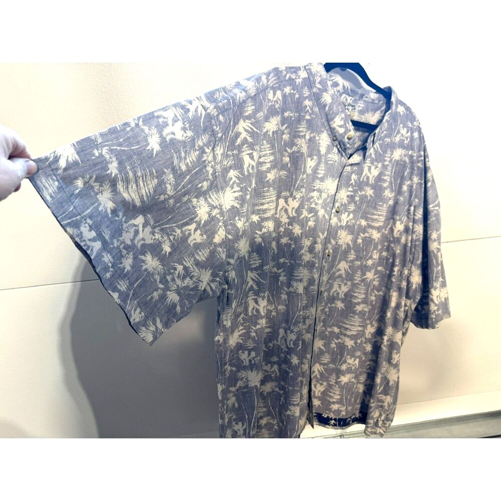 Big Dogs Hawaii Aloha Shirt 5XL Blue and White VINTAGE